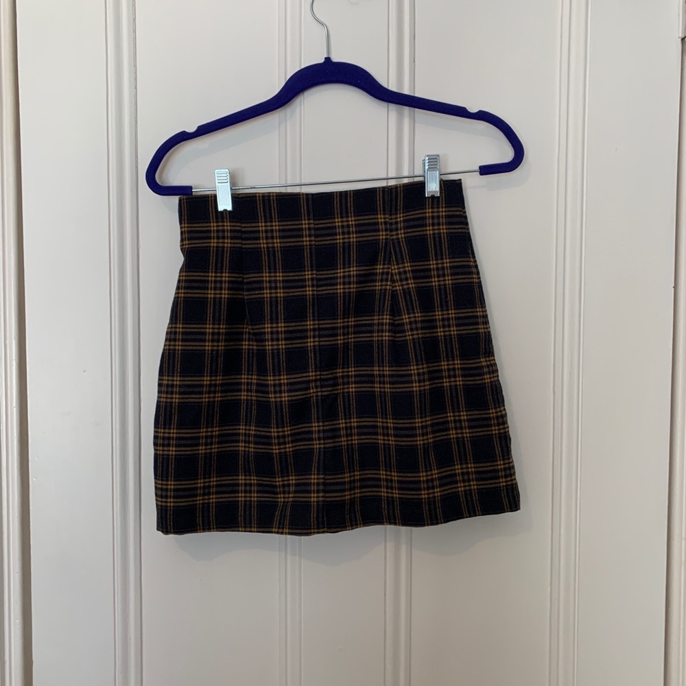 Forever 21 Navy Yellow Plaid Mini Skirt